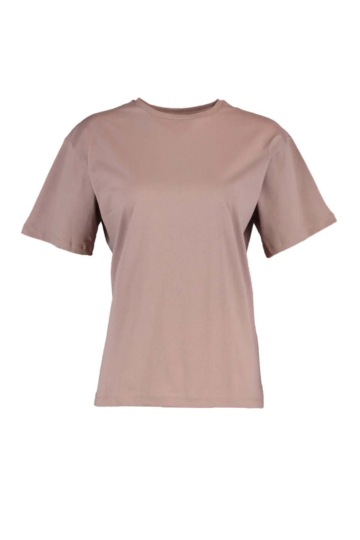 Trendyol Collection  Nerzfarbenes, übergroßes/weites Rundhals-Strick-T-Shirt aus 100 % Baumwolle TWOSS20TS0134