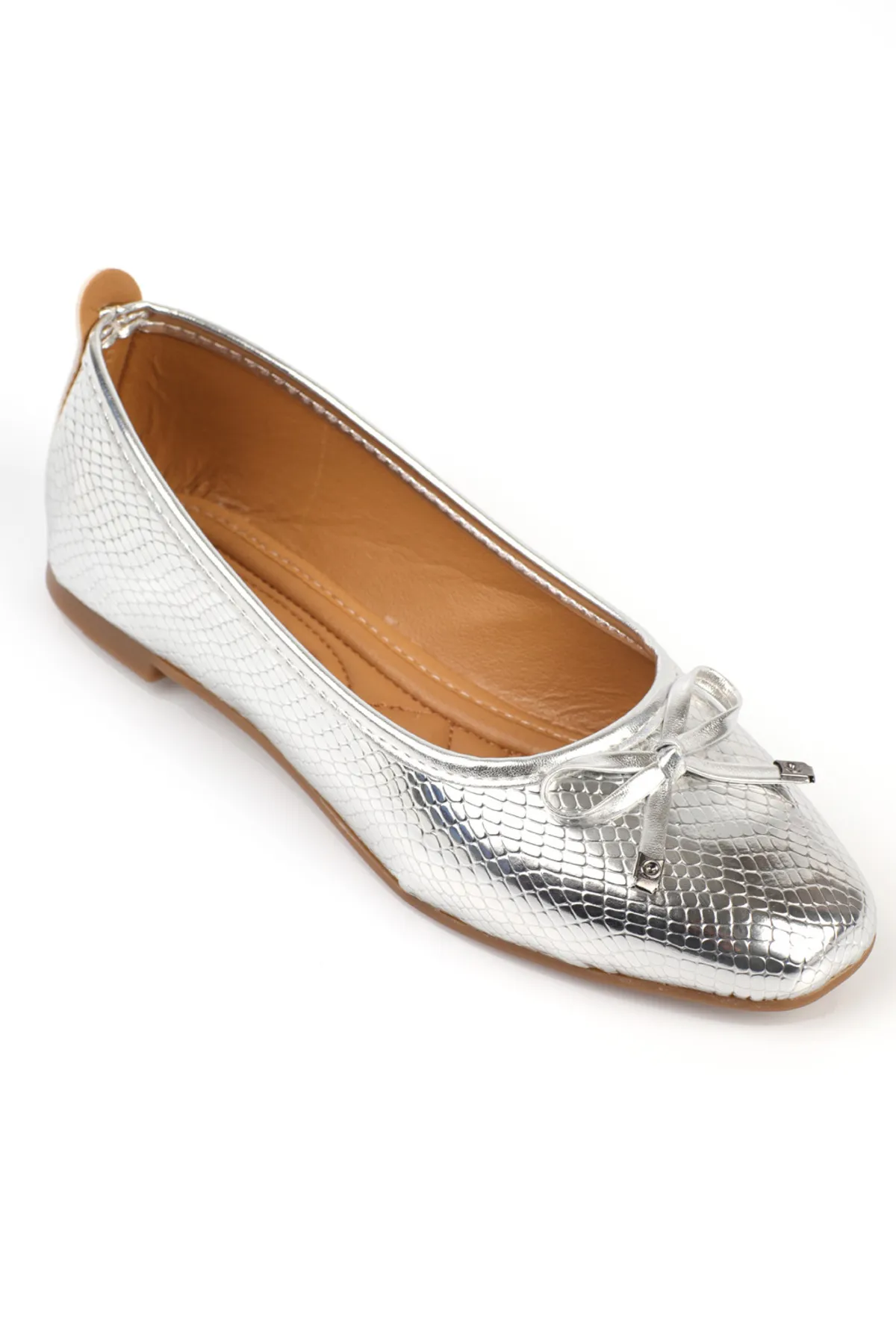 Capone Outfitters  Hana Trend Silver Damen-Ballerinas mit Schleife