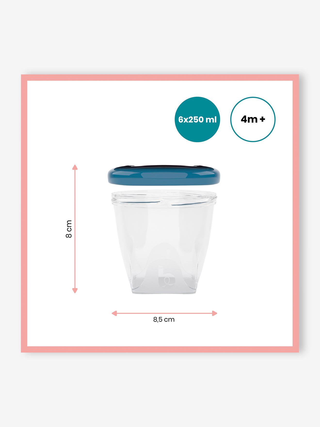 Babymoov 6er-Set Babybrei-Vorratsdosen BABYBOL BABYMOOV, 250 ml - farblich sortiert