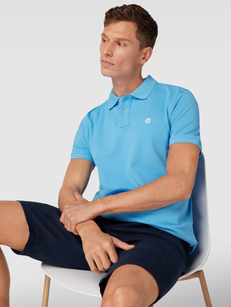 Poloshirt mit Label-Stitching in blau