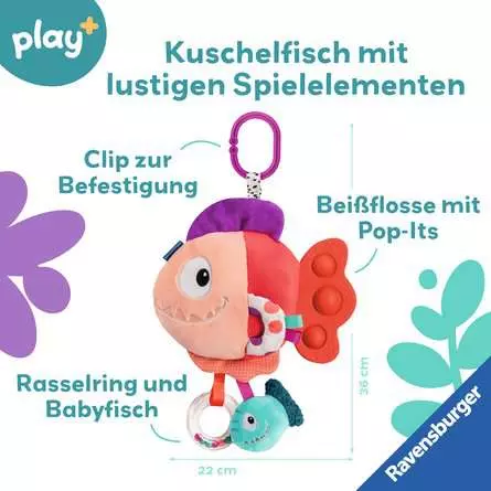 Play+ Pop-it Piranha (rot) - Babyspielzeug ab 0 Monaten