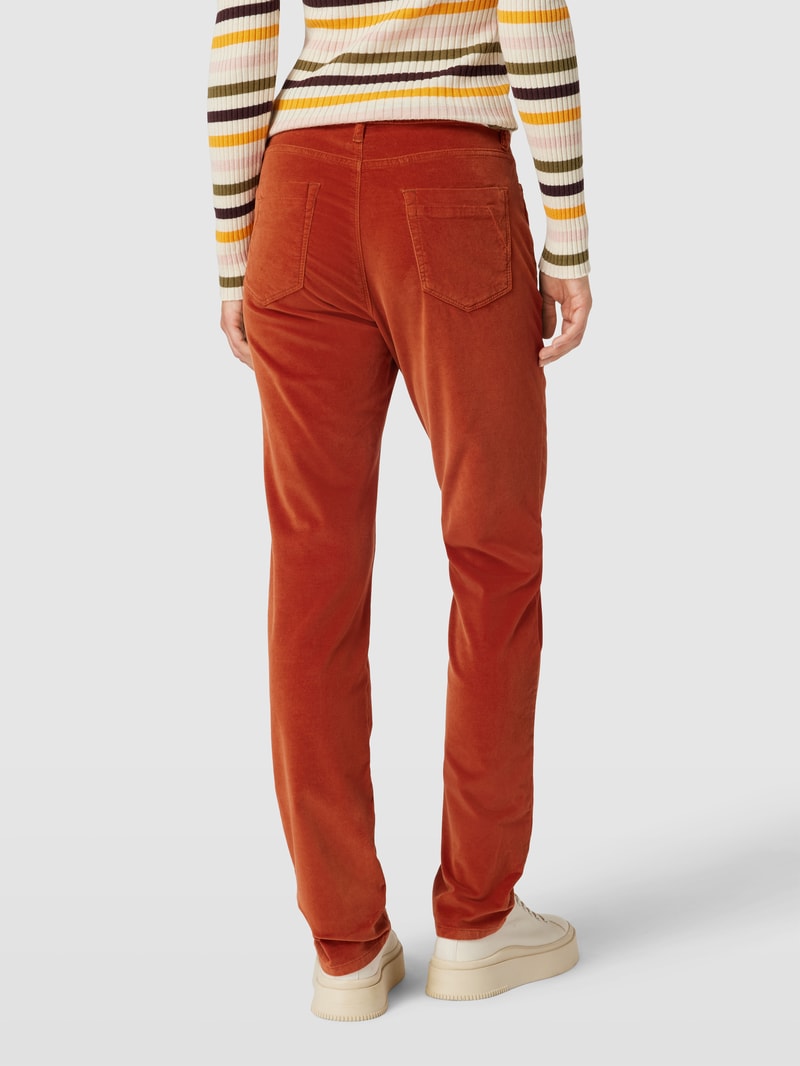Slim Fit Jeans in Samt-Optik Modell 'Mary' in dunkel orange