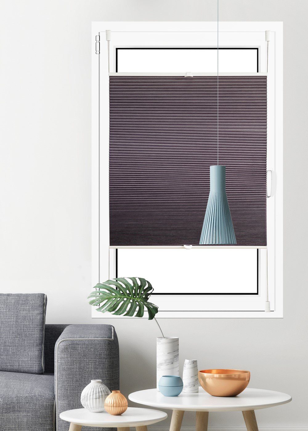 Wabenplissee Blake, Kutti, verdunkelnd, ohne Bohren, verspannt, Klemmfix, Thermo, energiesparend, beschichtet, abdunkelnd, isolierend