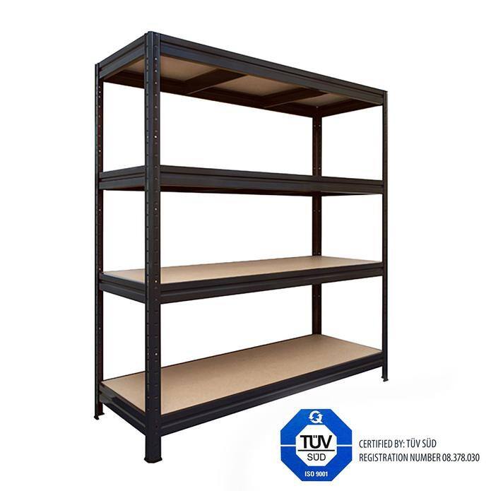 Mammut Weitspannregal schwarz, 4 Fächer 1770 x 2000 x 600 mm