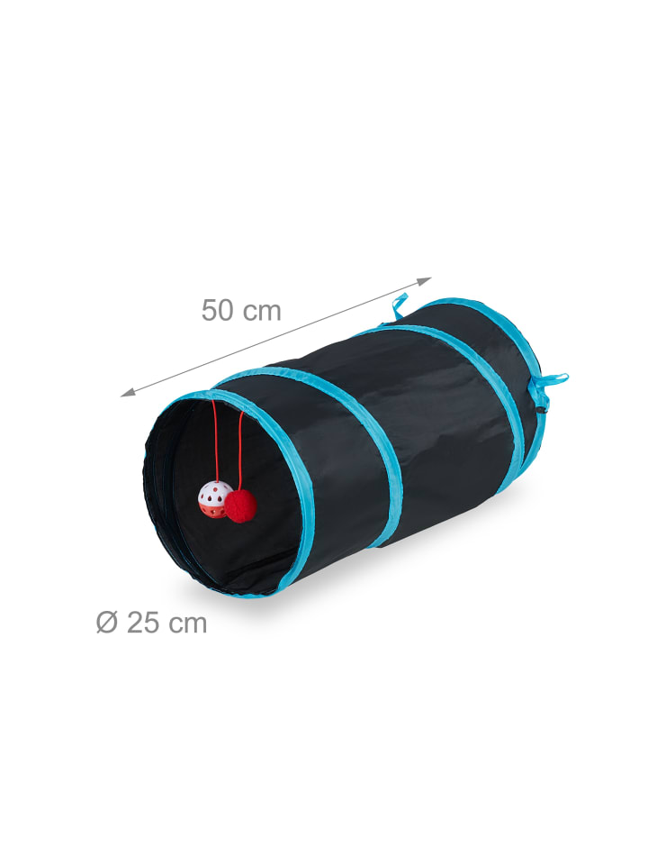 relaxdays Katzentunnel in Schwarz/ Blau günstig kaufen onesize