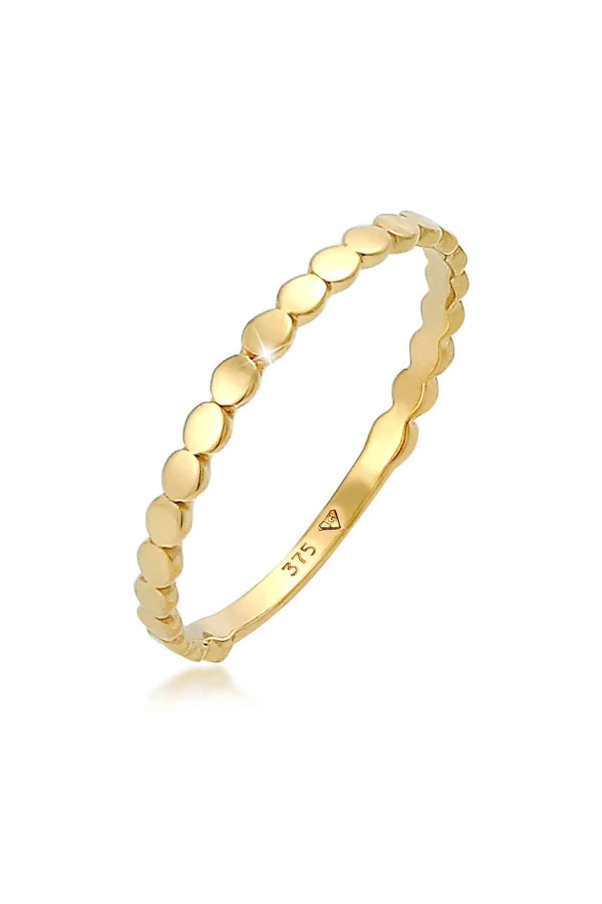 ELLI  Ring Plättchen Rund Stapelring Geo Basic 375 Gelbgold