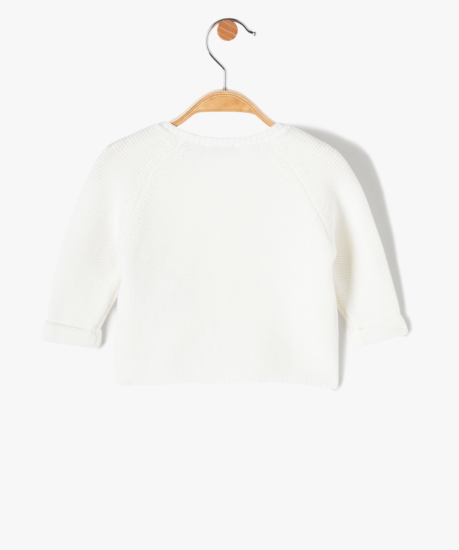 Gilet brassière bébé uni en maille fantaisie ecru | GEMO