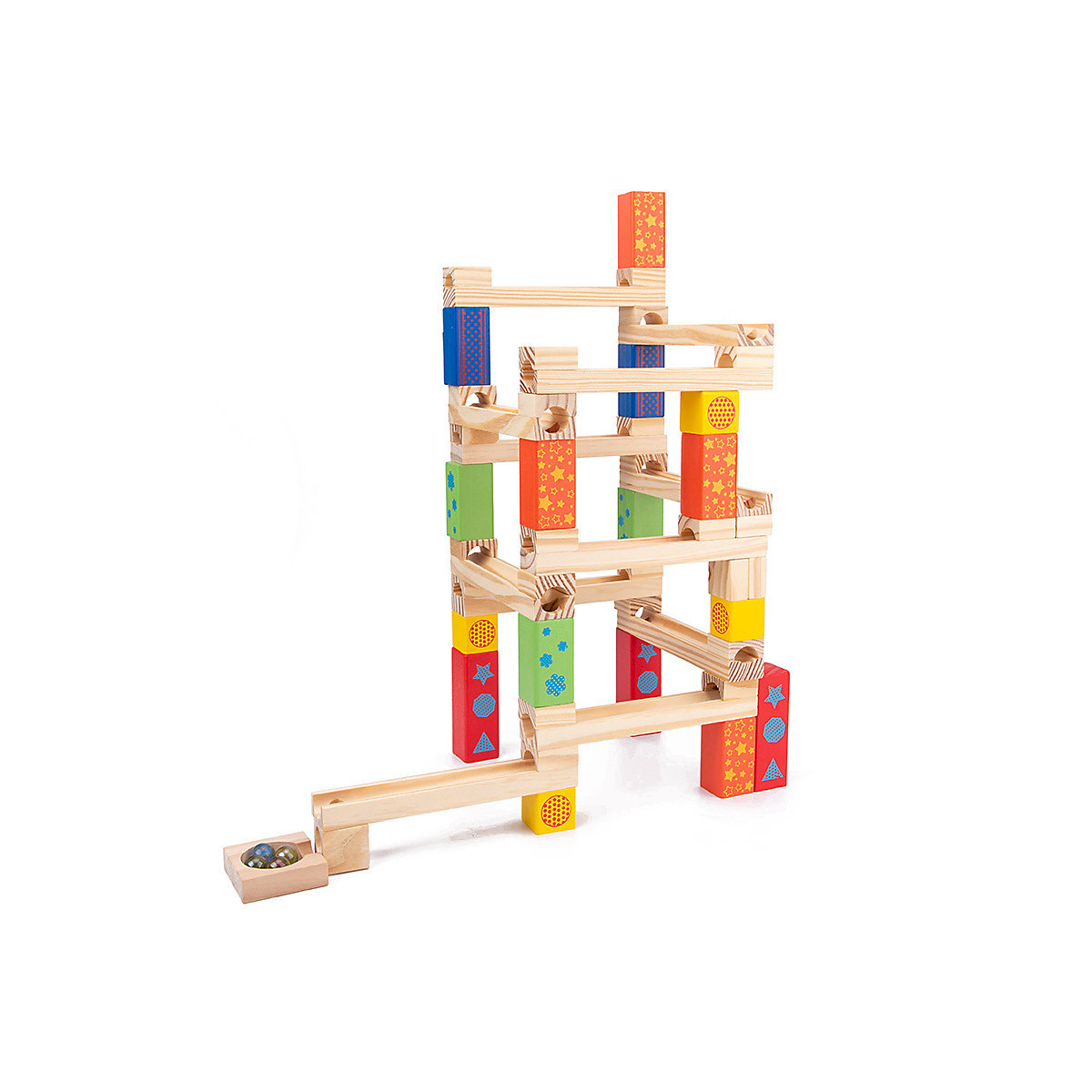 Holz Bausteine Balance Denken Ausbildung Spiele Kugelbahn Block stapeln Flipper Rutsche Spielzeug Kinder