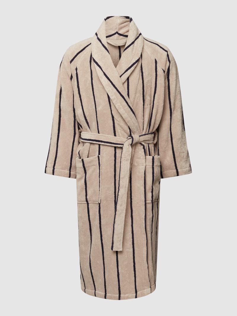 Bademantel mit Logo-Stitching Modell 'STRIPE ROBE' in beige