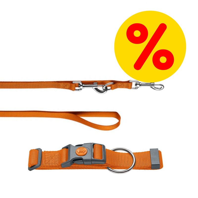 Sparset HUNTER Halsband + Führleine London, orange