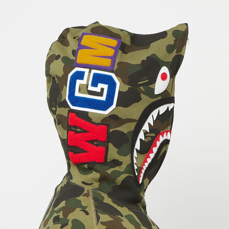 A Bathing Ape 1ST Camo Shark Full Zip Hoodie green