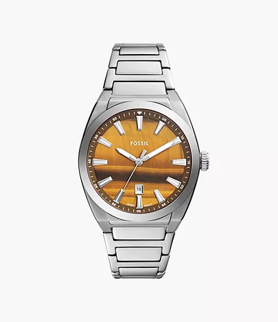 Fossil Uhr Everett 3-Zeiger-Werk Datum Edelstahl