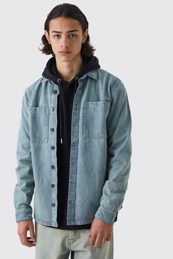 Langärmliges Denim-Overshirt