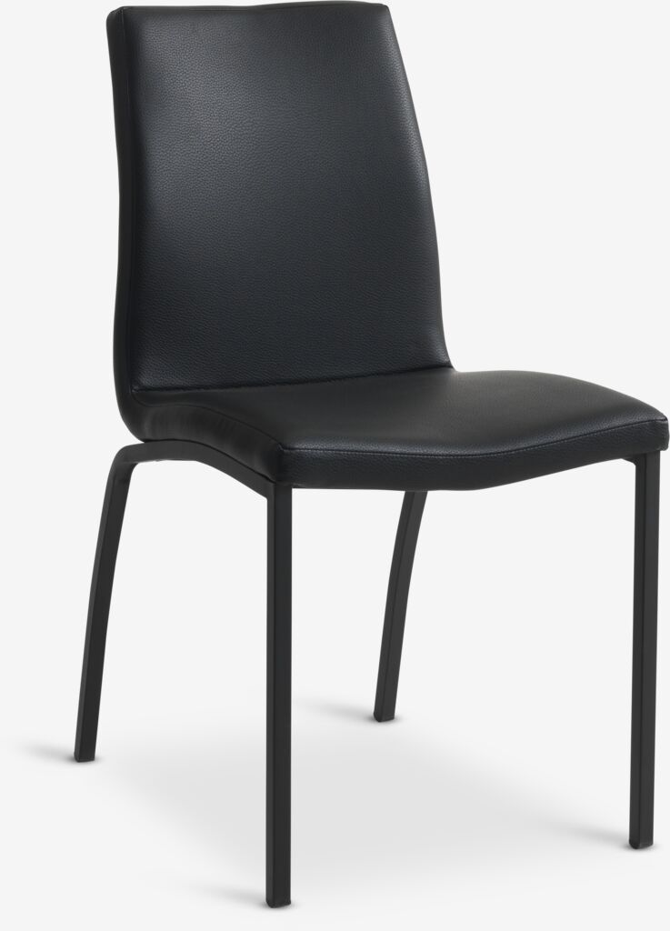 Chaise de salle à manger ASAA, similicuir noir