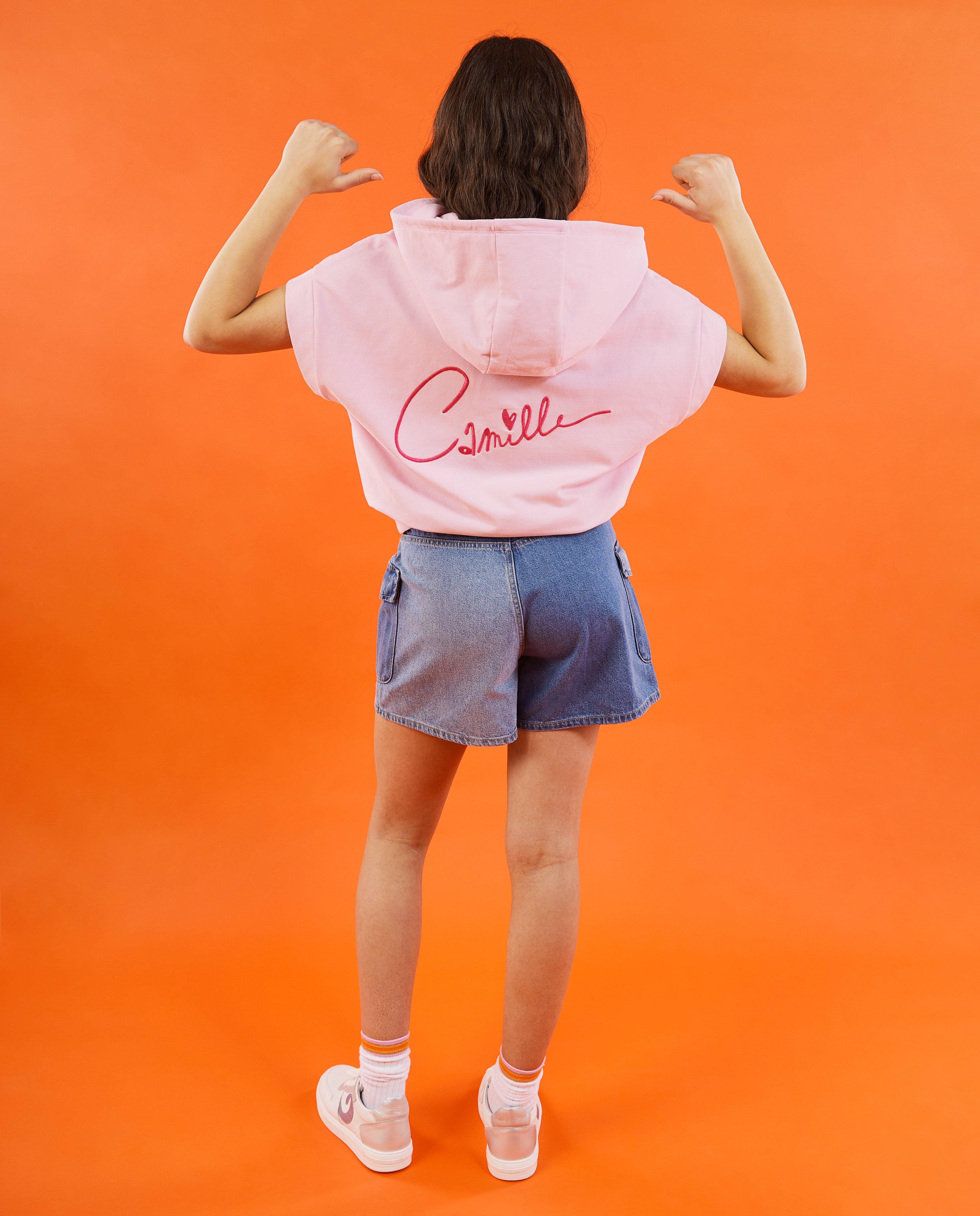 CAMILLE Hímzett feliratú pulóver, XS-XL világos rózsaszín