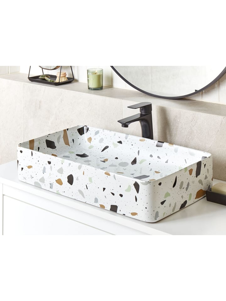 Beliani Waschbecken NULES in Weiß/Bunt - (W) 51 x (H) 11 x (L) 34 cm günstig kaufen onesize