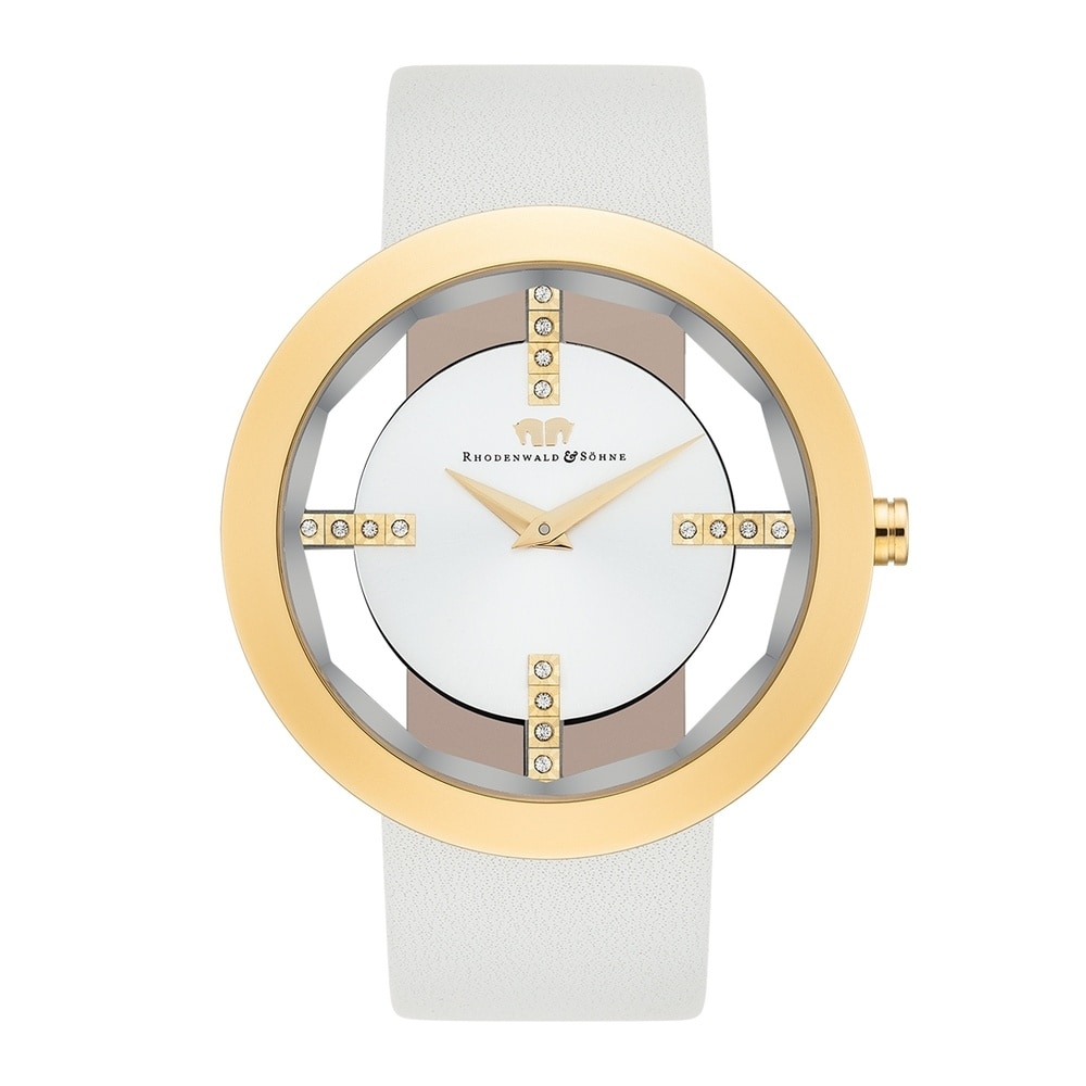 Rhodenwald & Söhne Montre à quartz Lucrezia en Cuir véritable en blanc Montre
