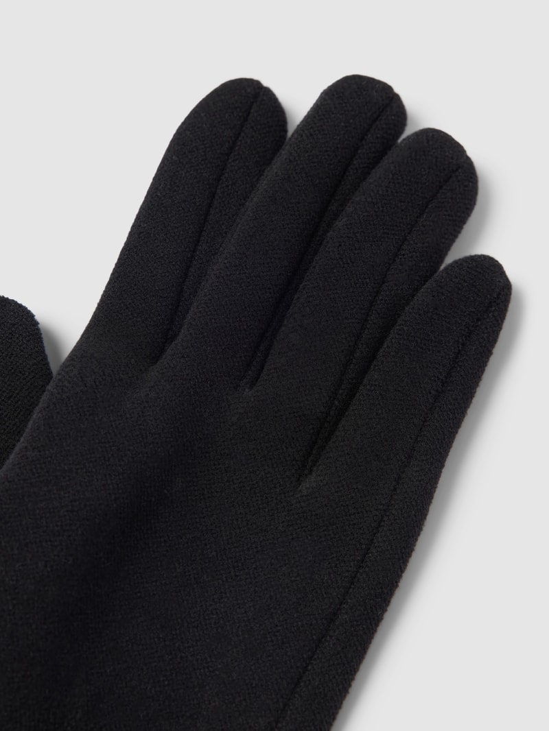Handschuhe in unifarbenem Design mit Zierknöpfen in schwarz