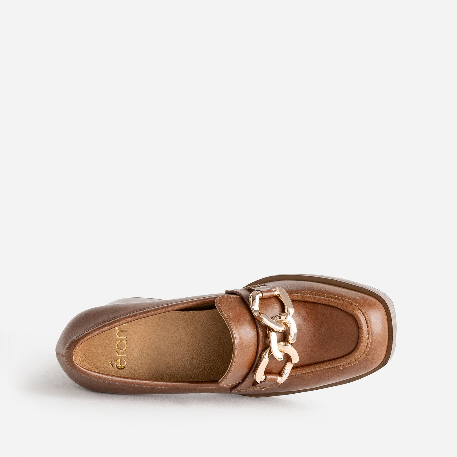 Mocassin à talon camel éco-conçu avec maxi chaîne
