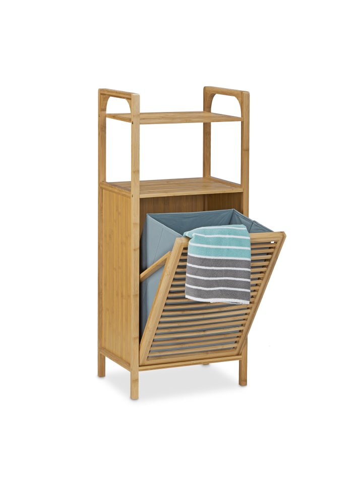 relaxdays Badregal mit Wäschekorb in Natur günstig kaufen onesize