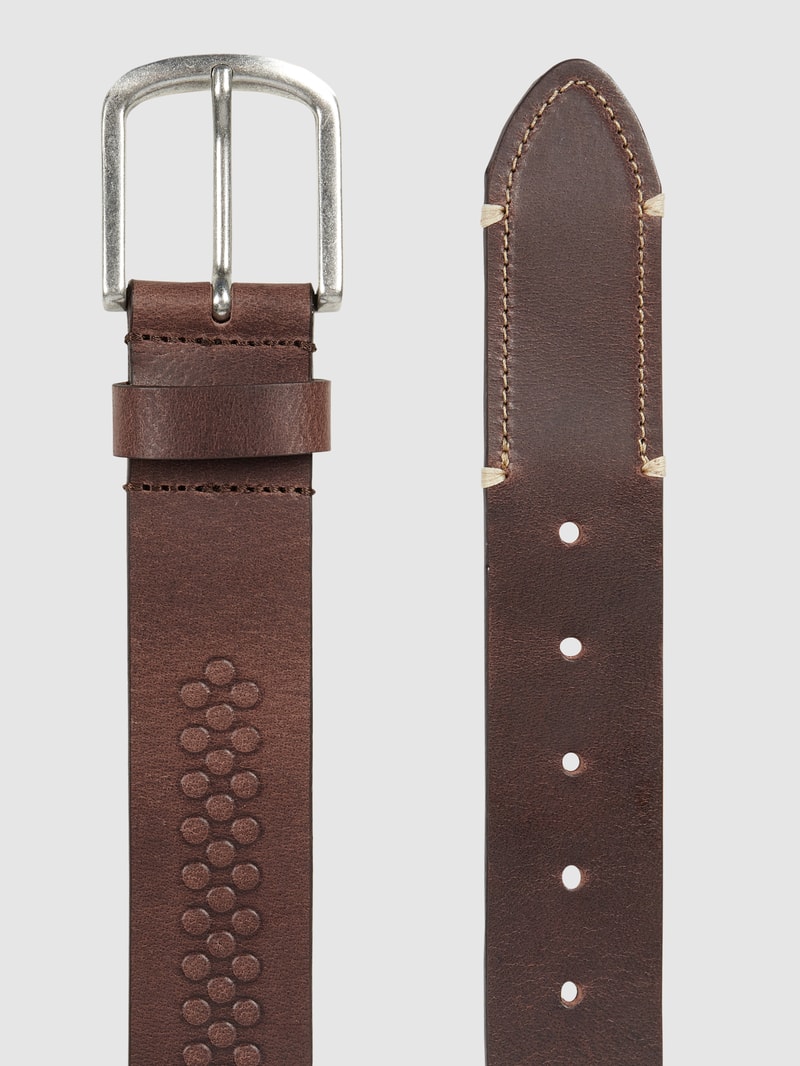 Ledergürtel mit Logo-Prägung Modell 'George' in dunkelbraun