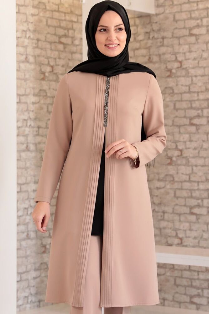 Modavitrini Anzug Damen Anzug Zweiteiler gerippte Tunika mit Hose Hijab Mode (Tunika & Hose)
