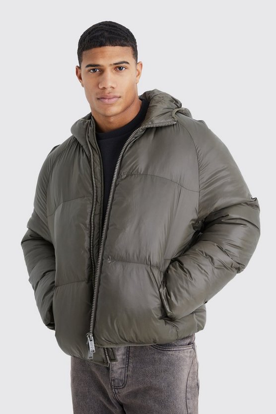 Gesteppte Nylon-Steppjacke mit Kapuze