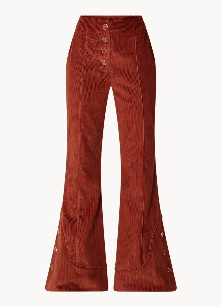 Pantaloni in velluto a coste a vita alta e gamba svasata di Farm Rio