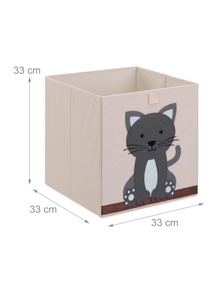 relaxdays Aufbewahrungsbox in Beige/ Grau - (B)33 x (H)33 x (T)33 cm günstig kaufen onesize