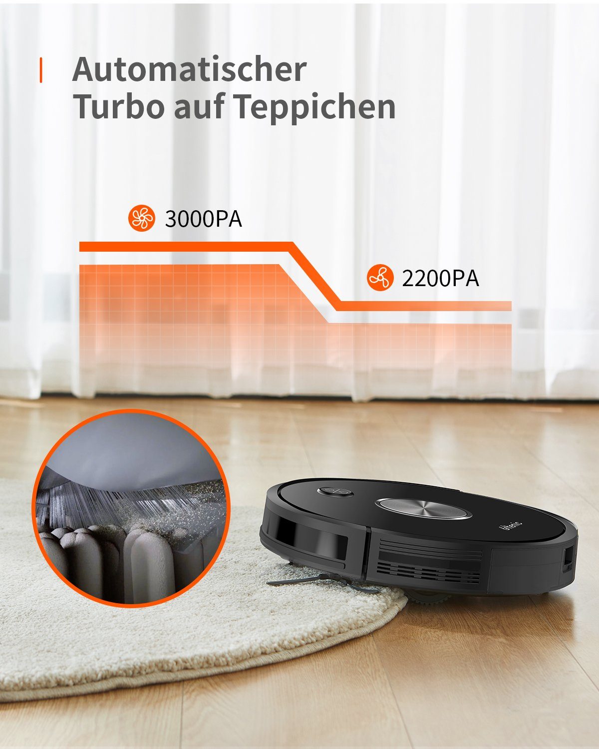 Ultenic Nass-Trocken-Saugroboter D5s Pro, 28,00 W, beutellos, 3000Pa Starke Saugleistung/Absturzsicherung/Teppich Erkennung