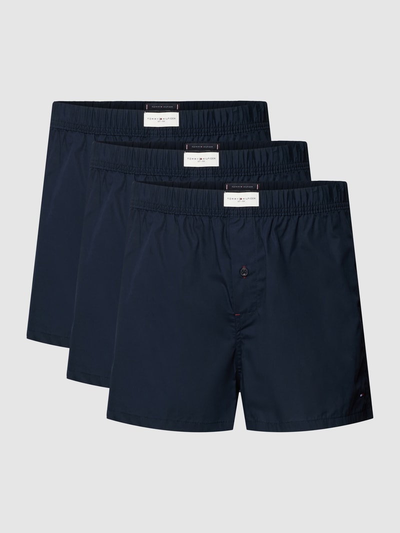 Boxershorts mit Label-Stitching im 3er-Pack in dunkelblau
