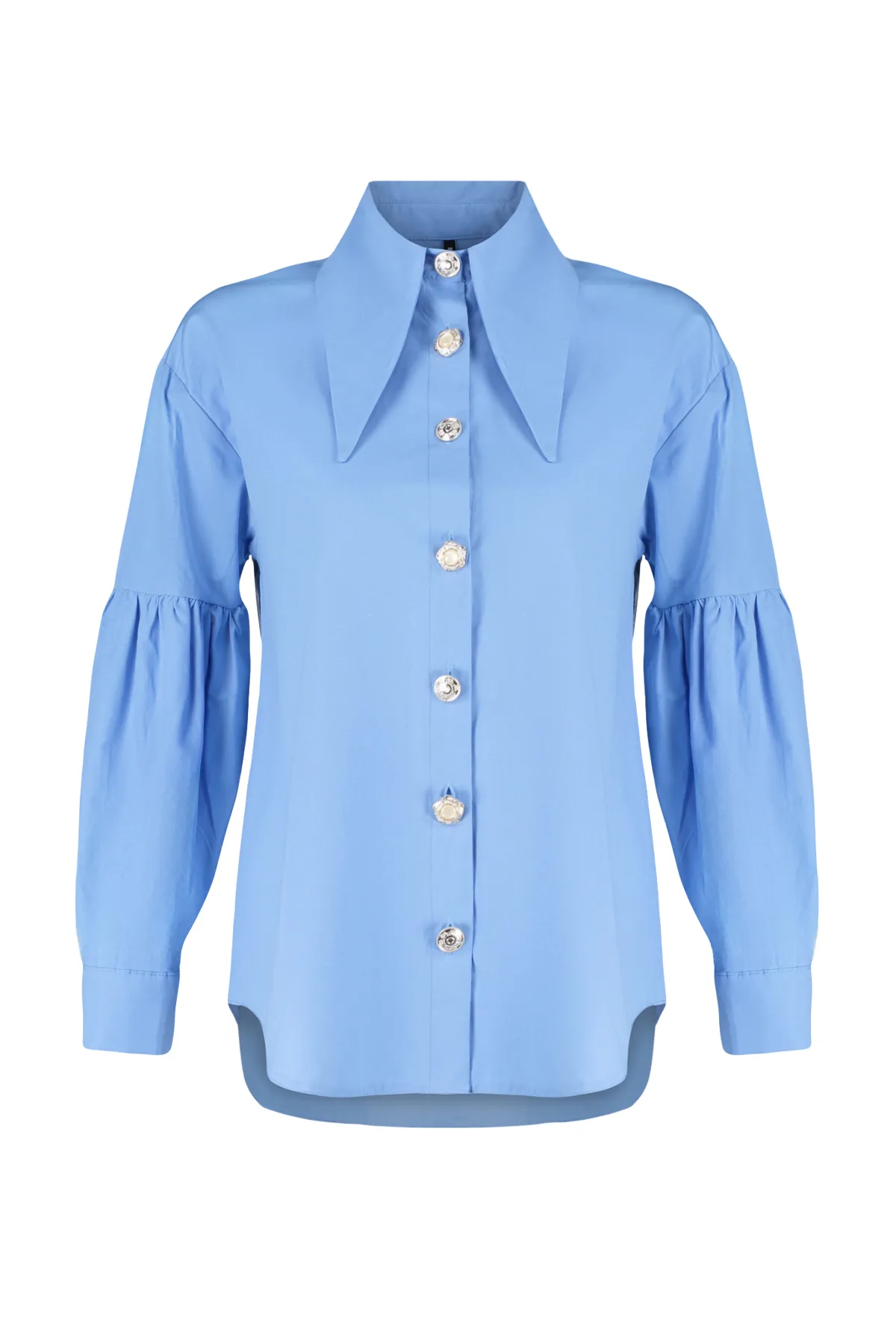 Trendyol Modest  Blaues Baumwoll-Gewebehemd mit Kragen-Accessoire für Babys TCTSS24TG00029