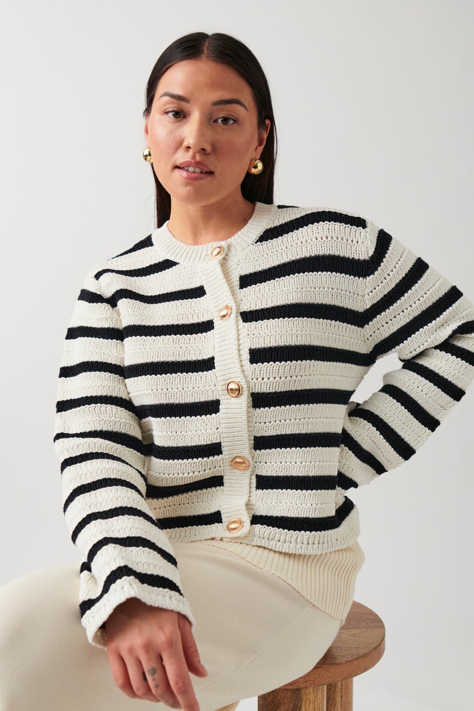 Stripe knitted cardigan
