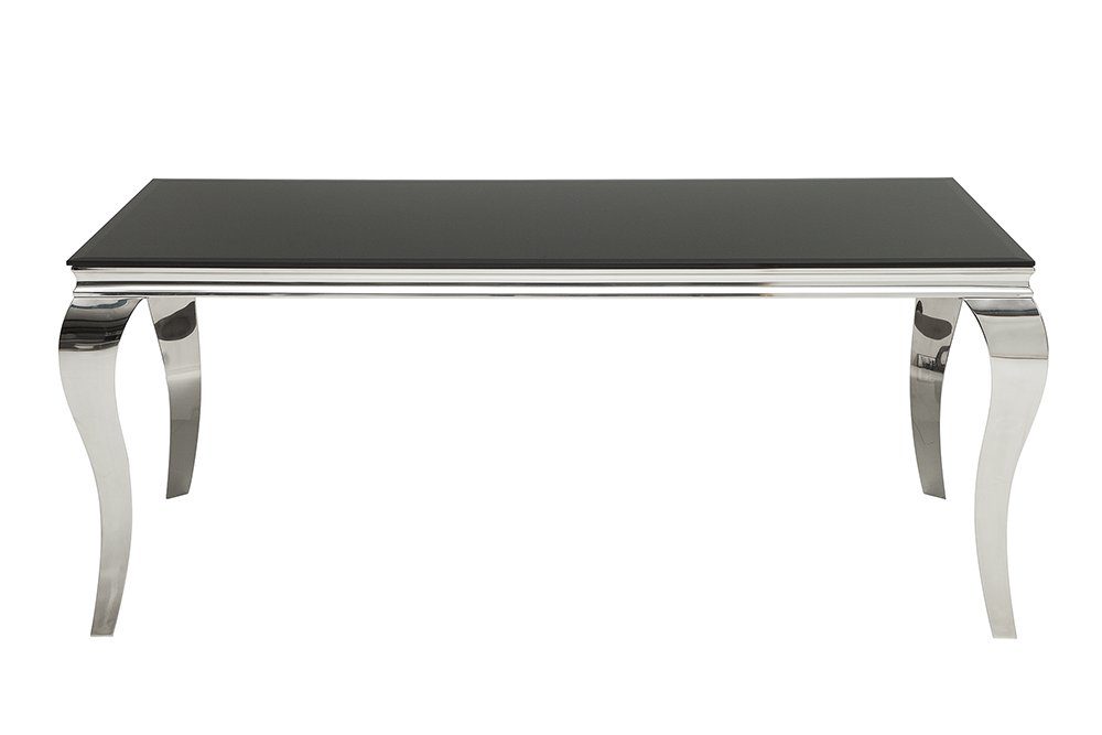 riess-ambiente Esstisch MODERN BAROCK 180cm schwarz, Tischplatte aus Opalglas · Edelstahl-Beine