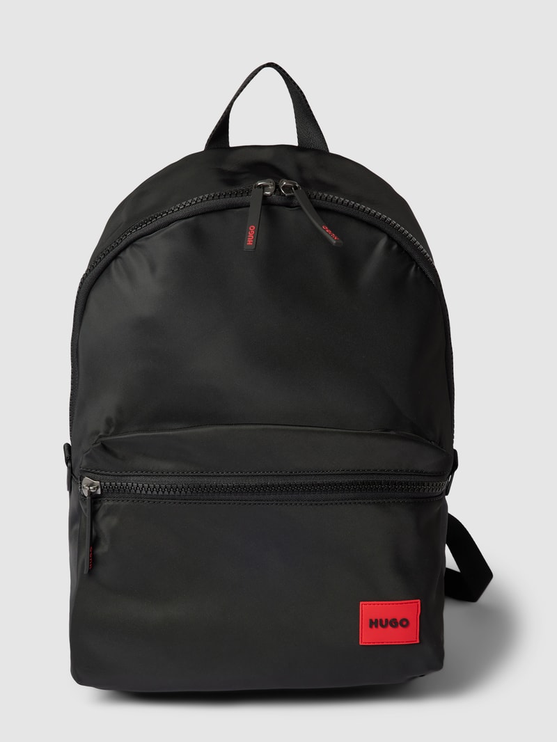 Rucksack mit Label-Detail Modell 'Erik' in schwarz