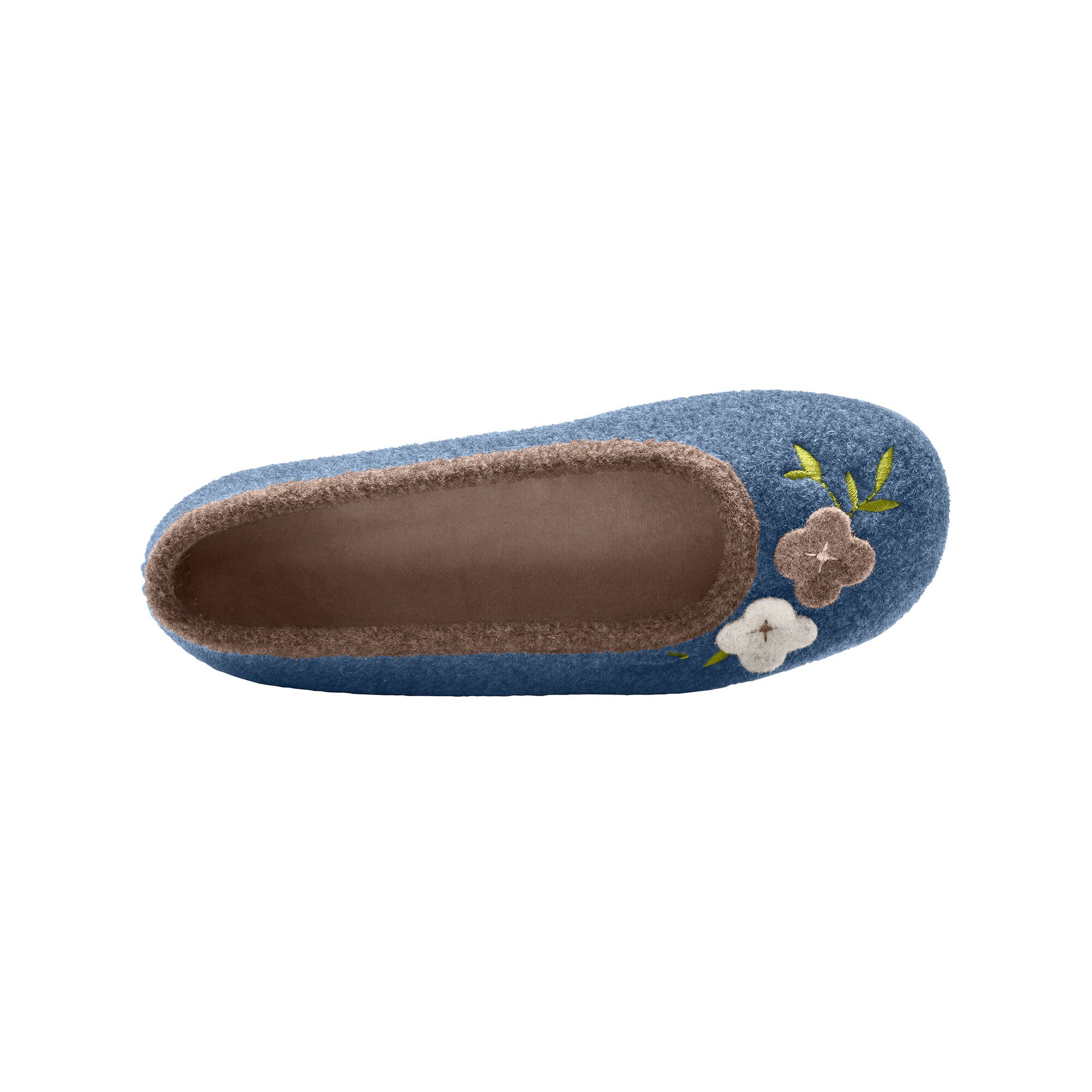 Chaussons ballerines feutrine avec fleur appliquée
