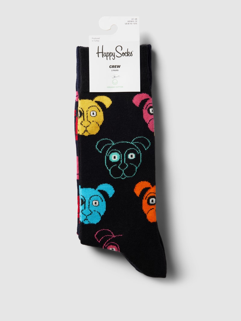 Socken mit Allover-Muster im 2er-Pack in schwarz