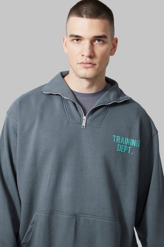 Tall kastiges Active Sweatshirt mit Trichterkragen