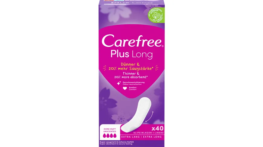Carefree Plus Long Slipeinlagen ohne Duft