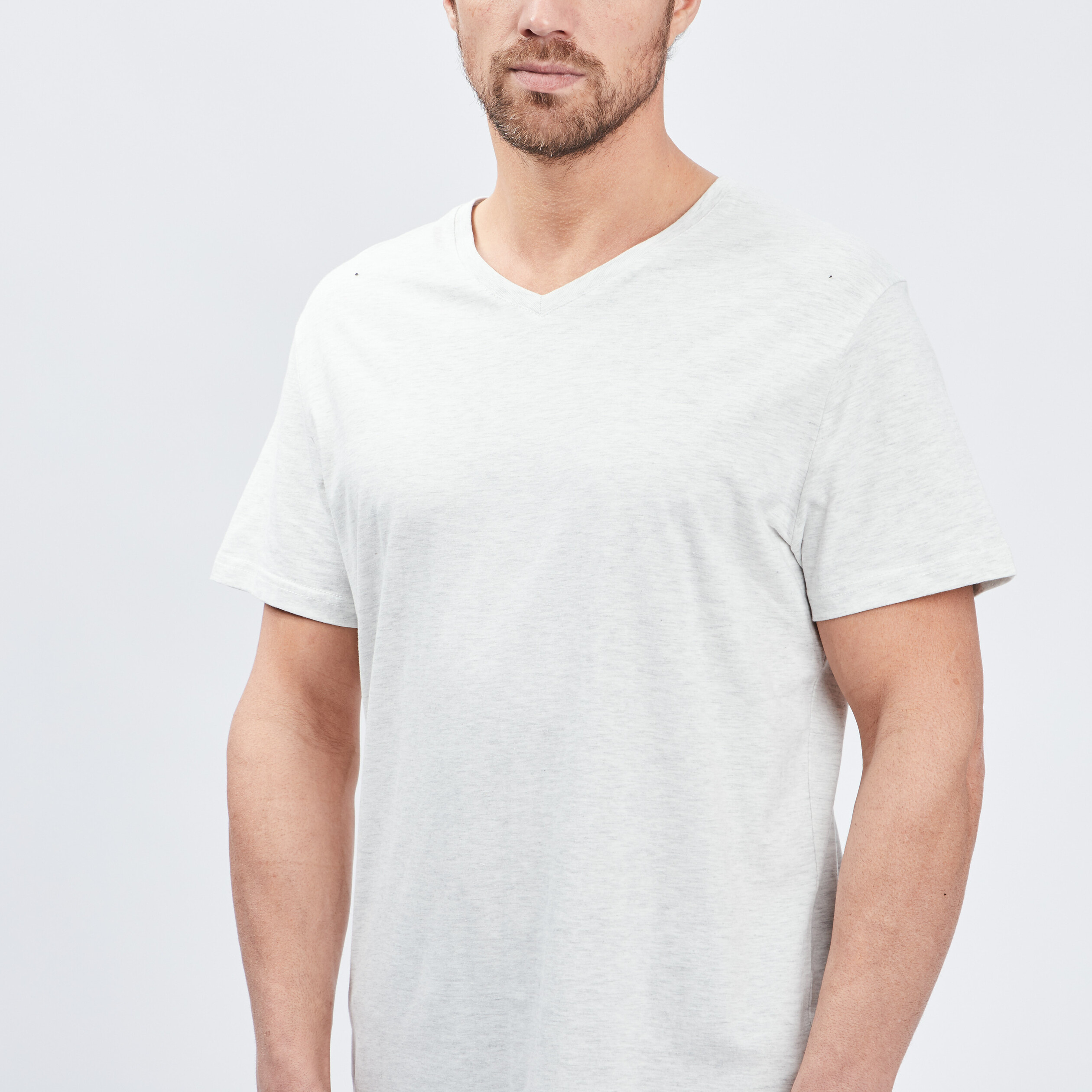 T-shirt droit col V ecru homme | La Halle