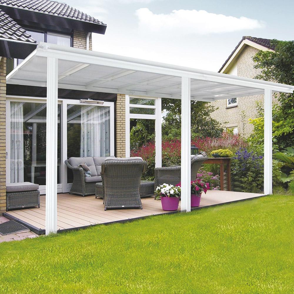 Home Deluxe Terrassenüberdachung SOLIS 434 x 303 x 226 / 278 cm weiß