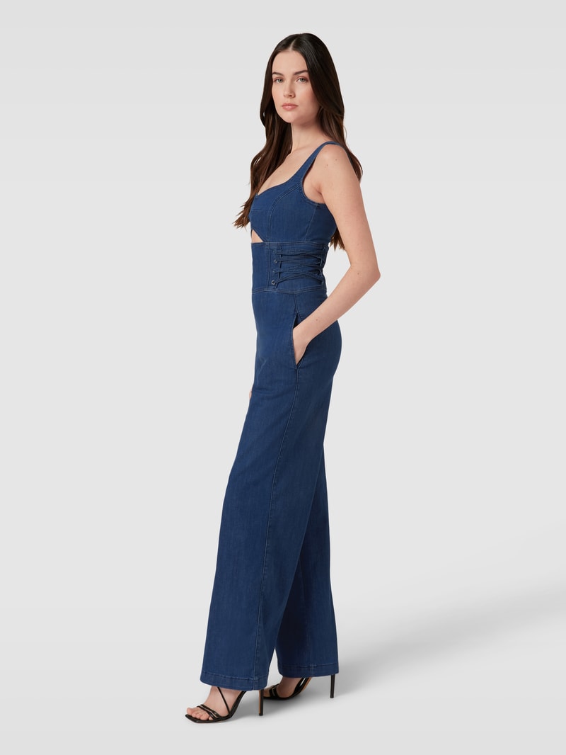 Flared Cut Jumpsuit in Denim-Optik Modell 'TUTA' in dunkelblau