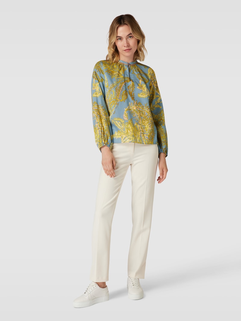 Schluppenbluse mit Paisley-Muster in rauchblau