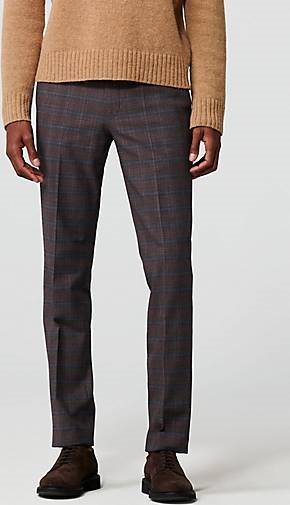 MEYER Chino-Hose Baumwoll-Woll Check Chino