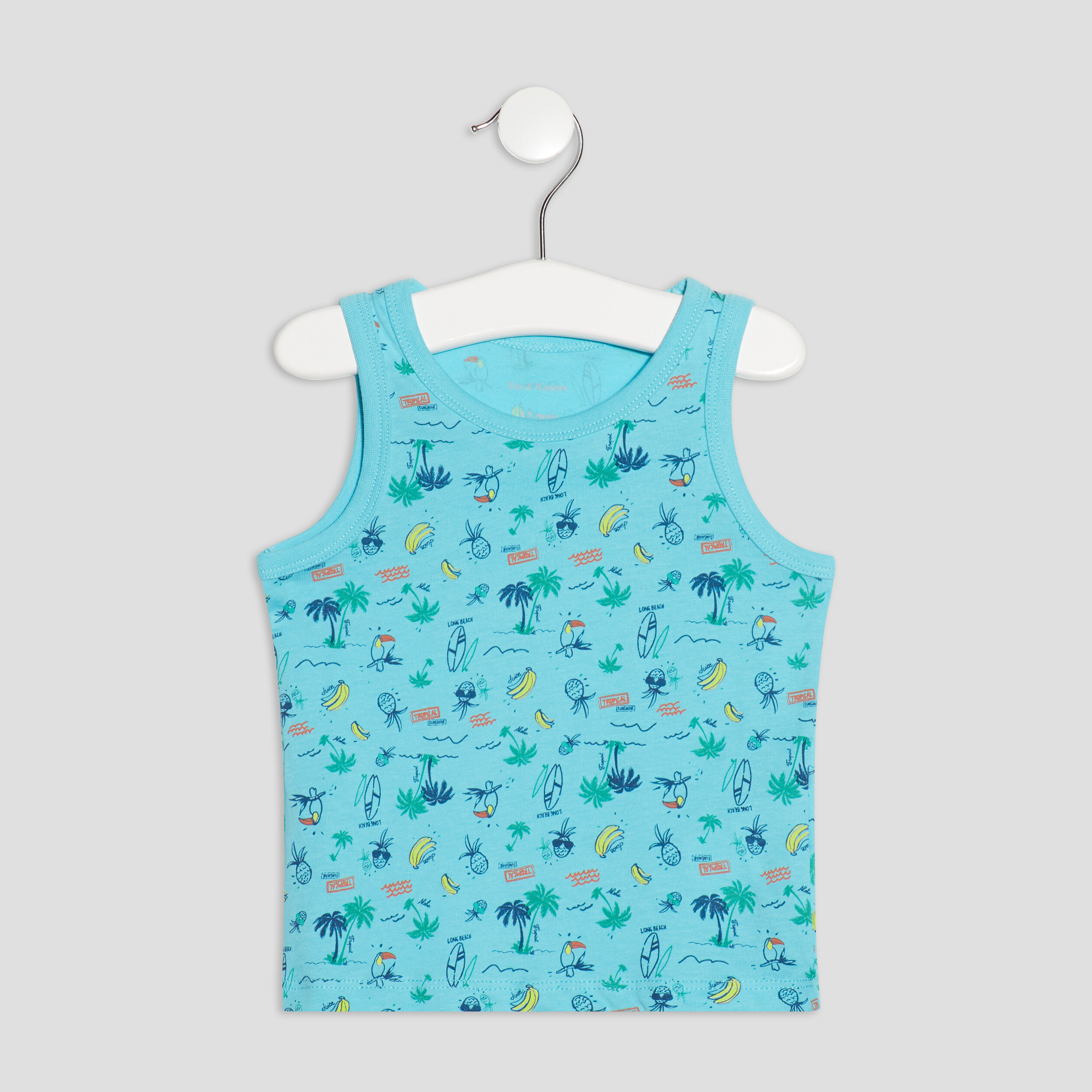 Débardeur bretelles larges bleu turquoise bébé garçon | La Halle