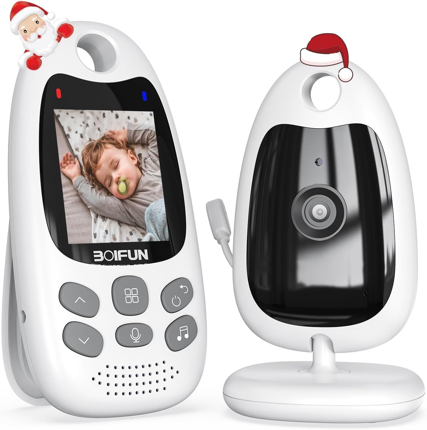 Boifun Babyphone Babyphone mit Kamera Tragbares Vox-Funktion Temperatursensor Monitor, Fütterungserinnerung,Temperaturerkennung,wiederaufladbaren,Tragbares, Intelligentes 2,4 Ghz Zwei-Wege-Gespräch 300M Signalreichweite, Nachtsicht,2.0