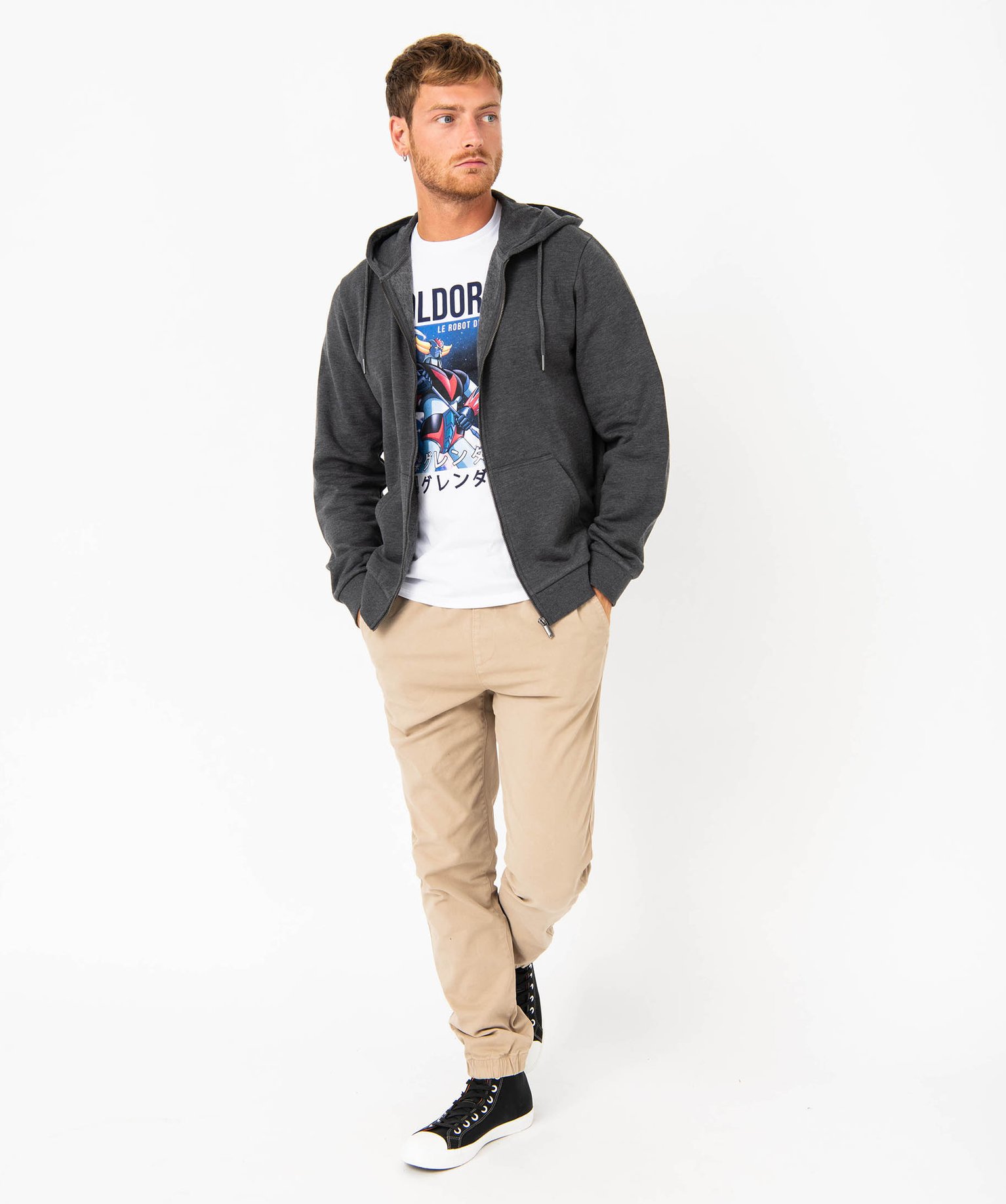 Sweat zippé à capuche homme gris | GEMO