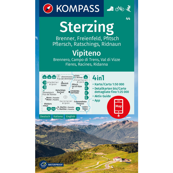 KOMPASS WANDERKARTE 44 STERZING/RATSCHINGS/RIDNAUN/PFITSCH