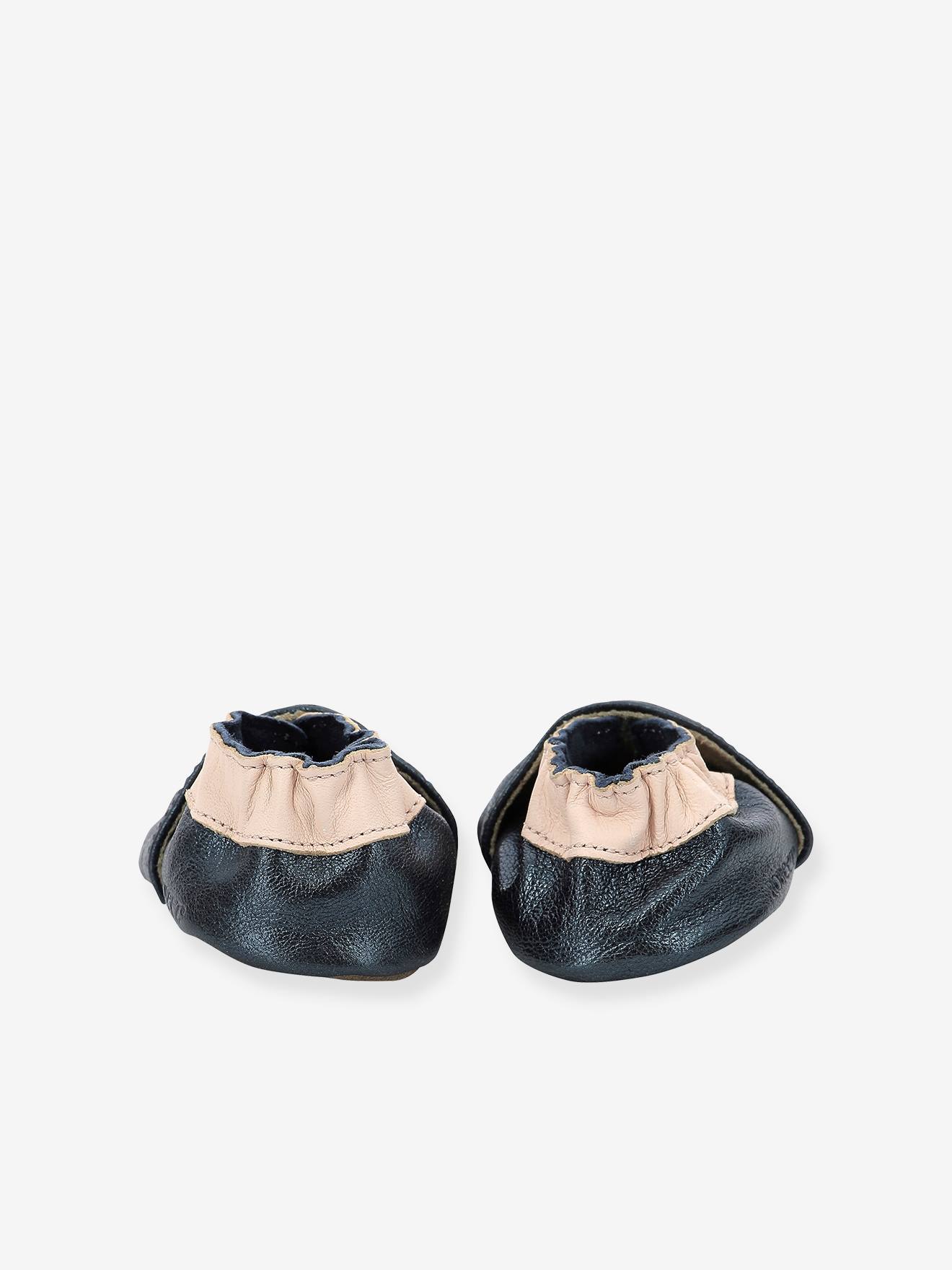 Chaussons cuir souple bébé Star Stripe ROBEEZ© marine