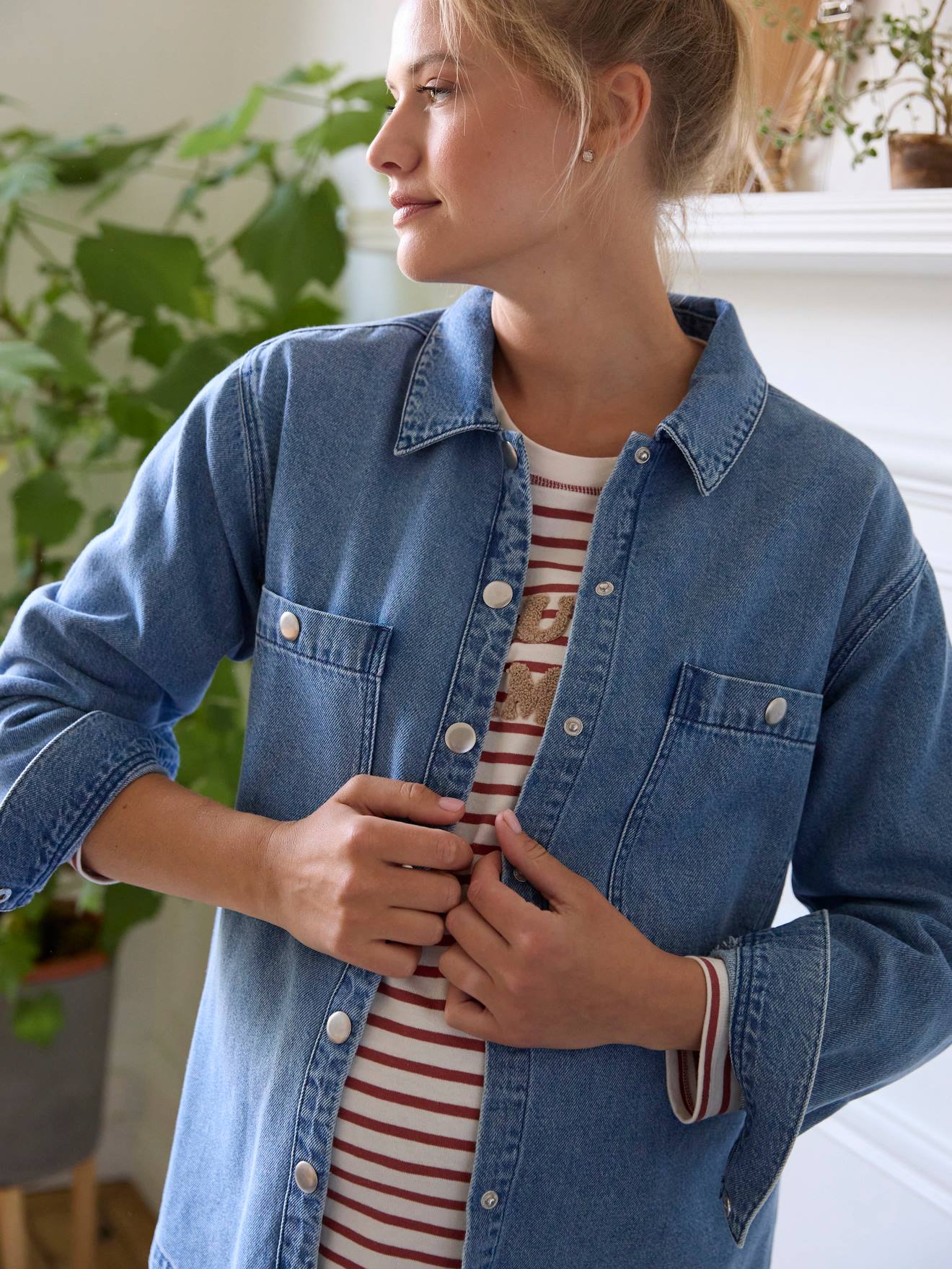 Vertbaudet Jeanshemd für Schwangerschaft und Stillzeit - dark blue